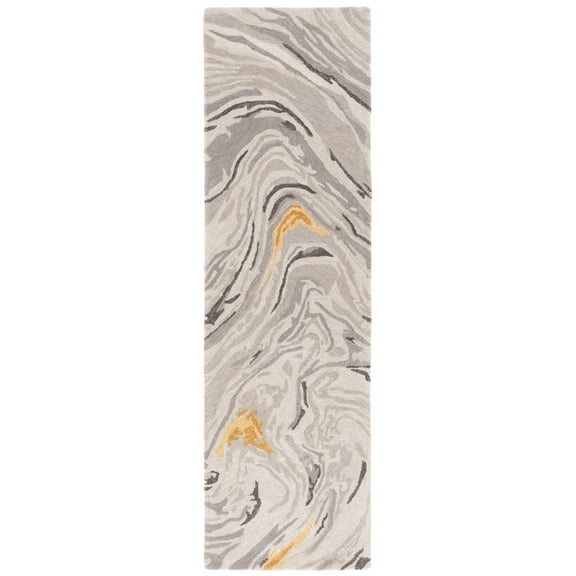 SAFAVIEH Soho Vasilis Abstract Runner Rug, Grey/Gold, 2'3" x 8'