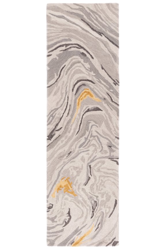 Soho Vasilis Abstract Runner Rug, Grey/Gold, 2'3" x 8'