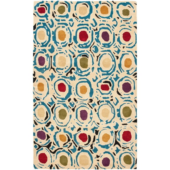 SAFAVIEH Soho Venice Abstract Wool Area Rug, Ivory/Multi, 5' x 8'