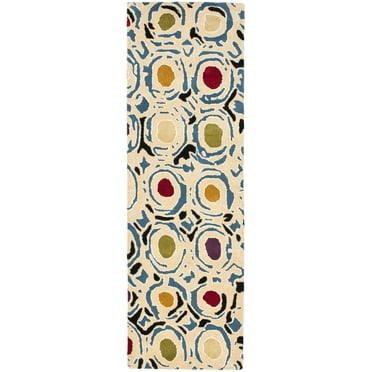 SAFAVIEH Soho Venice Abstract Wool Runner Rug, Ivory/Multi, 2'6" x 10'