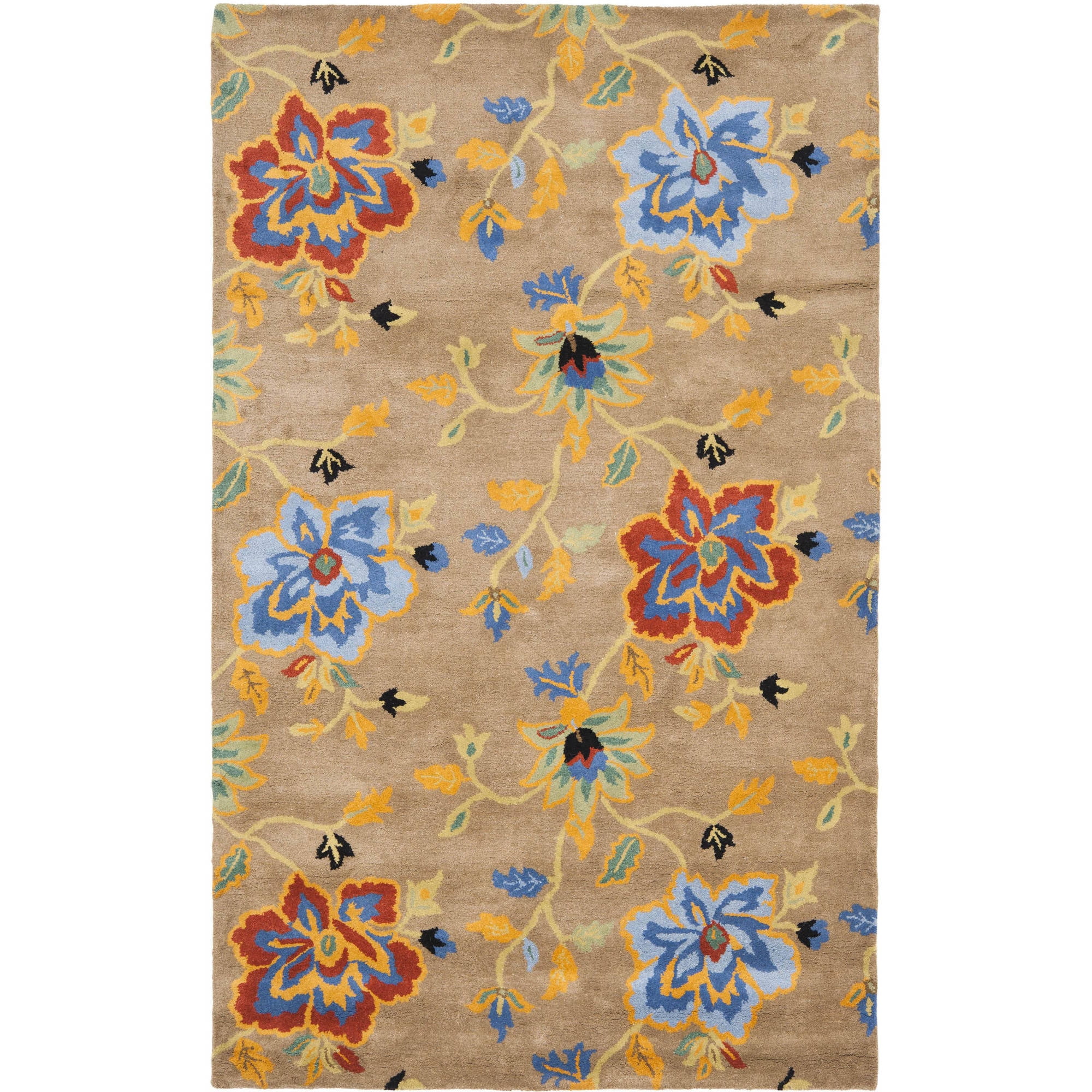 Soho Hand Tufted Floral Wool Area Rug in Brown and Multi