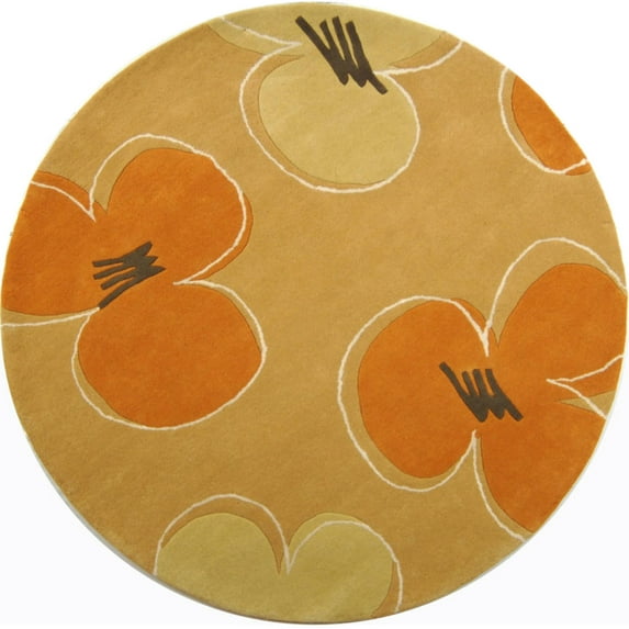 SAFAVIEH Soho Vienna Floral Wool Area Rug, Gold, 6' x 6' Round