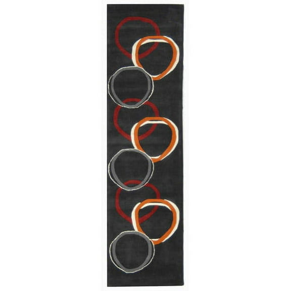 Safavieh Soho Willow Geometric Circles Wool Runner Rug, Charcoal, 2'6" x 12'