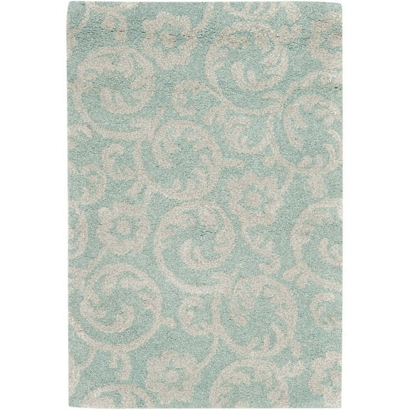 SAFAVIEH Soho Zahara Geometric Wool Area Rug, Light Blue/Silver, 3'6" x 5'6"