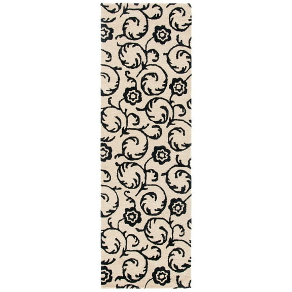 SAFAVIEH Soho Zahara Geometric Wool Runner Rug, Beige/Black, 2'6" x 12'