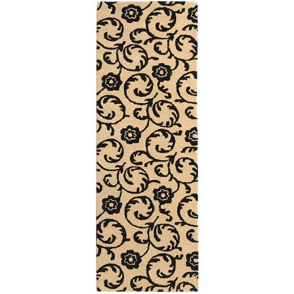 SAFAVIEH Soho Zahara Geometric Wool Runner Rug, Beige/Black, 2'6" x 8'