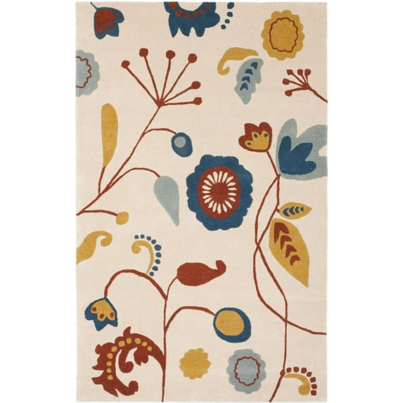 SAFAVIEH Soho Zoe Floral Wool Area Rug, Beige/Multi, 5' x 8'