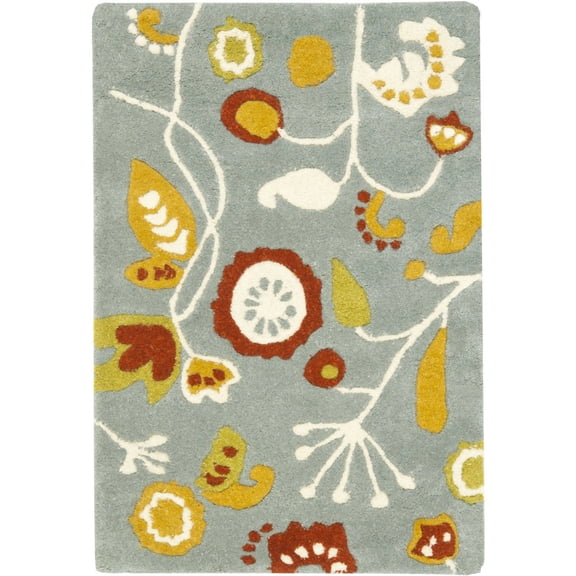 SAFAVIEH Soho Zoe Floral Wool Area Rug, Light Blue/Multi, 2' x 3'