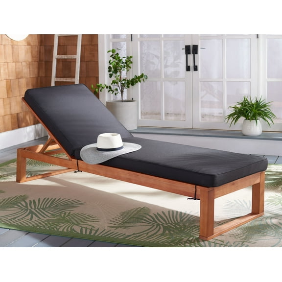 SAFAVIEH Solano Outdoor Patio Sunlounger, Natural/Black