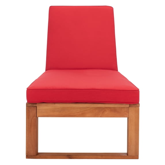 SAFAVIEH Solano Outdoor Patio Sunlounger, Natural/Red