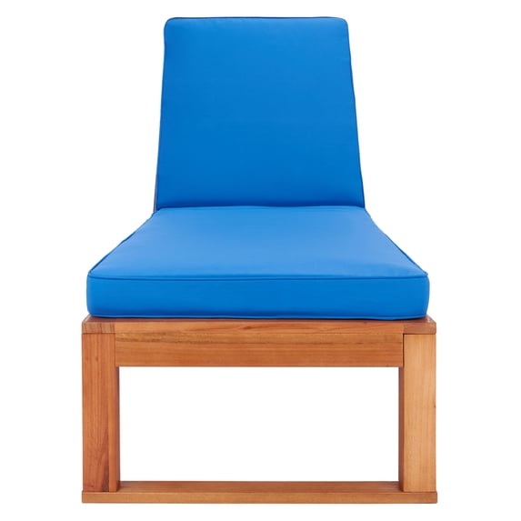 SAFAVIEH Solano Outdoor Patio Sunlounger, Natural/Royal Blue