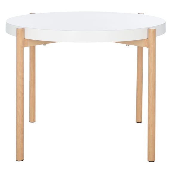 SAFAVIEH Solara Modern White/Natural Round Epoxy Finish End Table (22.8 in. W x 22.8 in. D x 18.1 in. H)