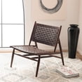 thumbnail image 1 of SAFAVIEH Soleil Modern Leather Woven Accent Chair, Brown, 1 of 7