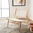 thumbnail image 1 of SAFAVIEH Soleil Modern Leather Woven Accent Chair, Natural/White, 1 of 7
