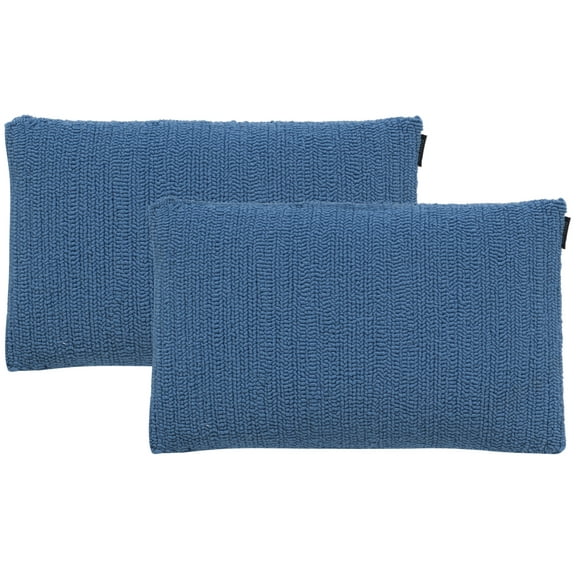 SAFAVIEH Soleil Solid 12" x 20" Indoor/Outdoor Pillow, Lt Marine Blue, Set of 2