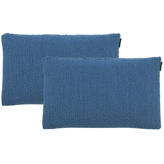 SAFAVIEH Soleil Solid 12" x 20" Indoor/Outdoor Pillow, Lt Marine Blue, Set of 2