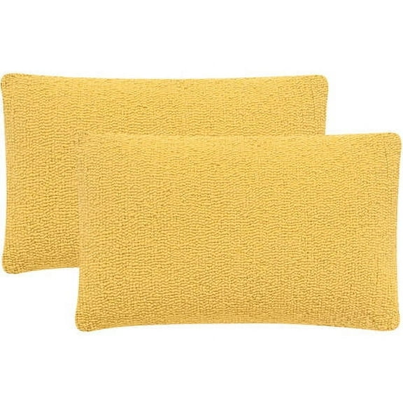 SAFAVIEH Soleil Solid 12" x 20" Indoor/Outdoor Pillow, Sunshine Yellow, Set of 2