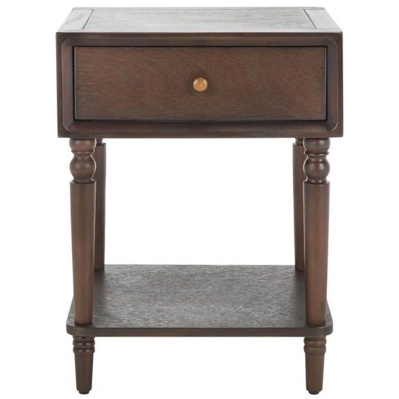 SAFAVIEH Solid Rustic Nightst and with Storage Drawer, Walnut