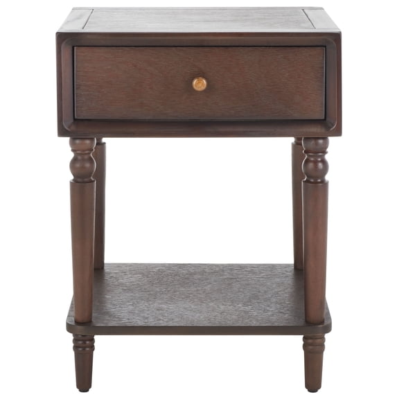 SAFAVIEH Solid Rustic Nightst and with Storage Drawer, Walnut