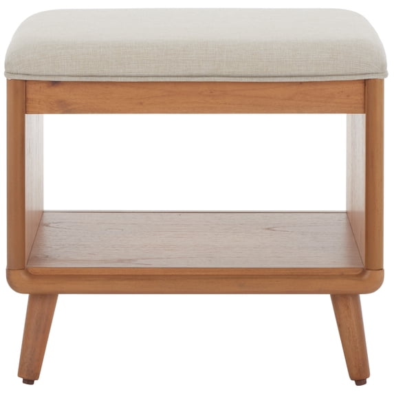 SAFAVIEH Solo Open Shelf Bench with Cushion, Cream/Natural
