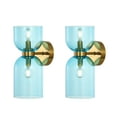 thumbnail image 1 of SAFAVIEH Solyn 2-Light LED Blue Glass Wall Sconce with Blue Shade, Set of 2, 1 of 1