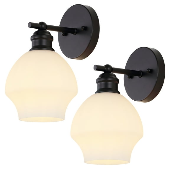 SAFAVIEH Solynn LED Black Metal Pendant Light with White Shade, Set of 2