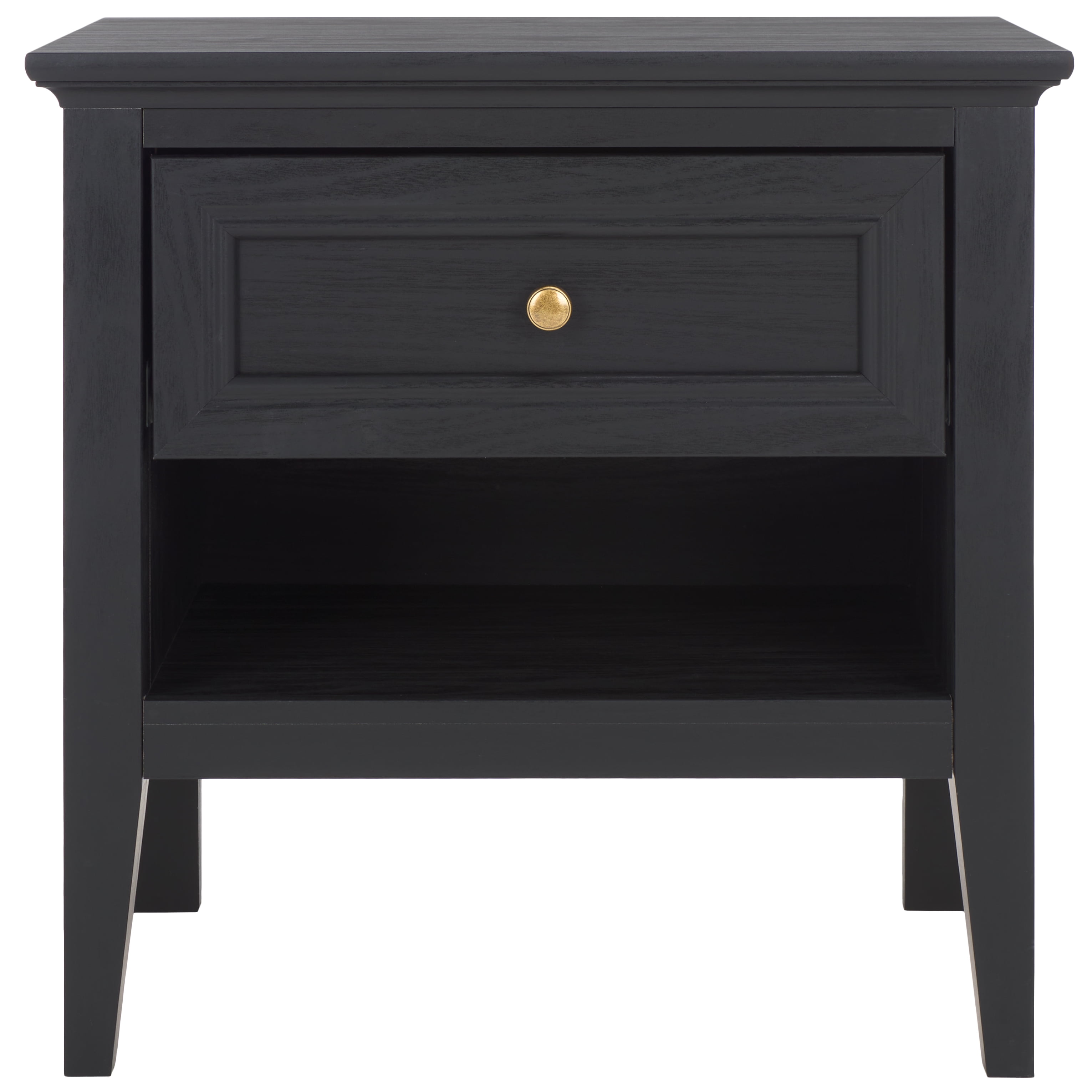 SAFAVIEH Sondra Traditional 2 Drawer Nightstand,Black/Gold