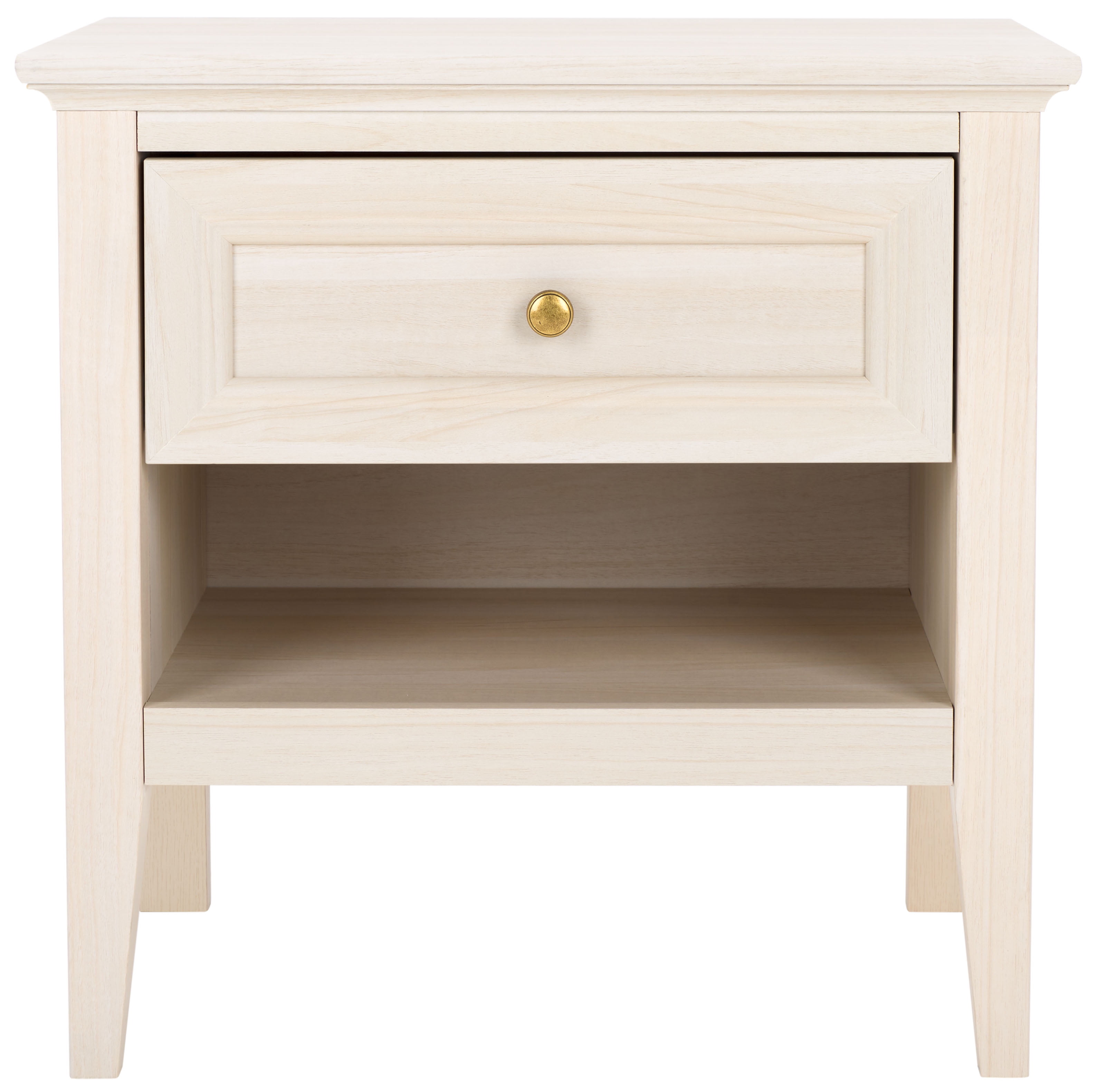 SAFAVIEH Sondra Traditional 2 Drawer Nightstand,Bleached White/Gold