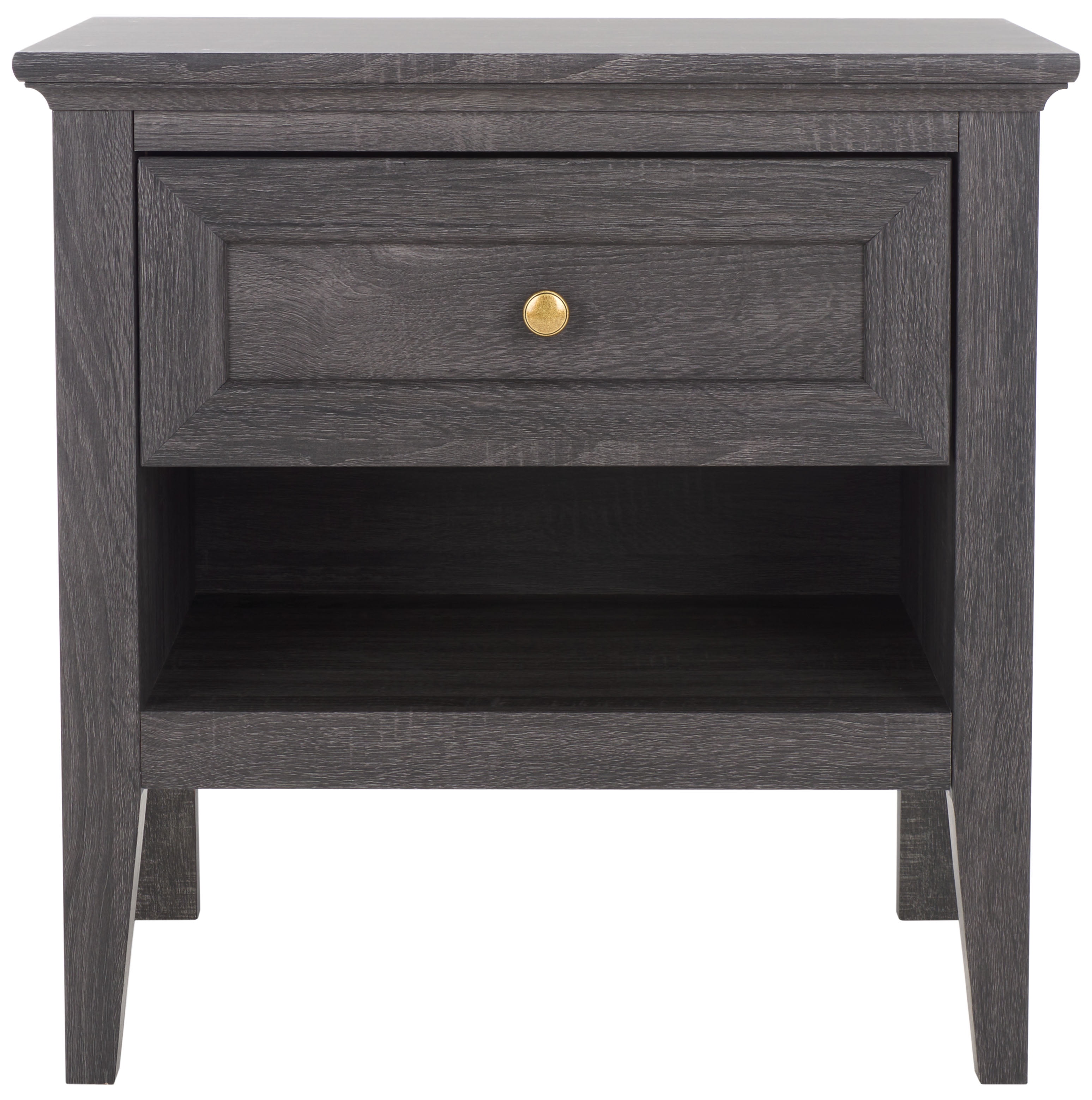 SAFAVIEH Sondra Traditional 2 Drawer Nightstand,Distressed Black/Gold
