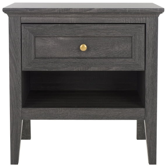 SAFAVIEH Sondra Traditional 2 Drawer Nightstand,Distressed Black/Gold