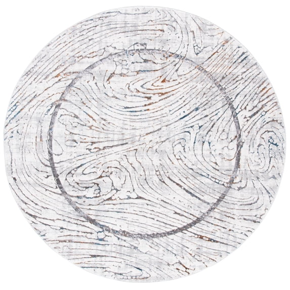 SAFAVIEH Sonoma Claud Abstract Area Rug, Ivory/Grey, 6'7" x 6'7" Round