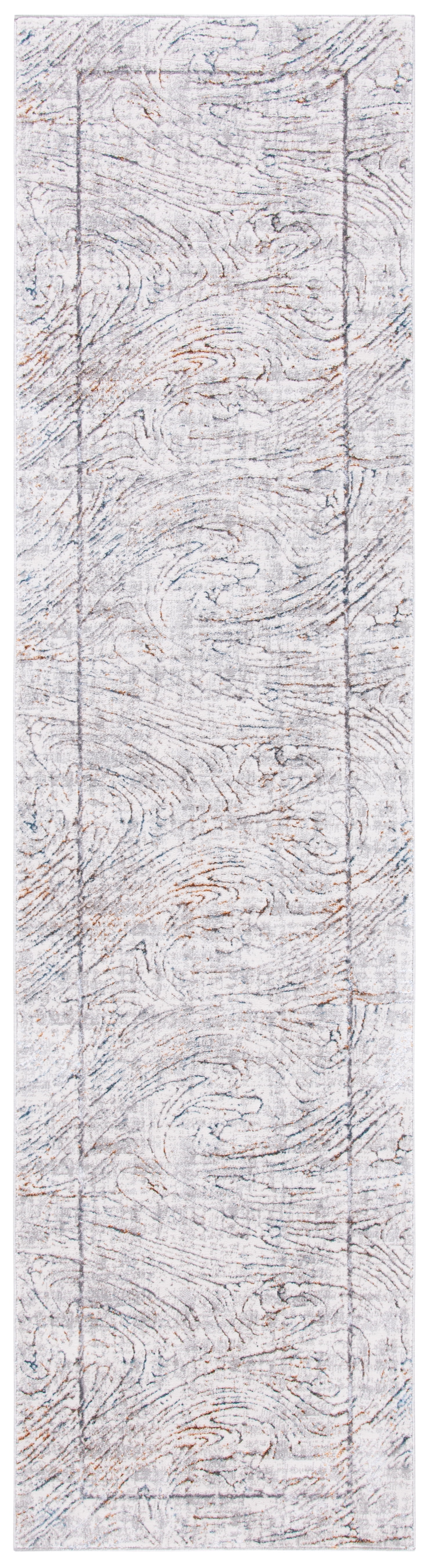 Abstract Gray Reversible Hand-knotted Synthetic Area Rug