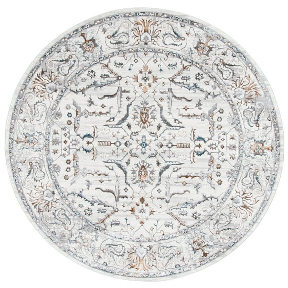 SAFAVIEH Sonoma Janine Oriental Area Rug, Ivory/Grey, 6'7" x 6'7" Round