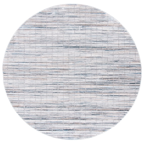 SAFAVIEH Sonoma Lucius Striped Area Rug, Grey/Ivory, 6'7" x 6'7" Round