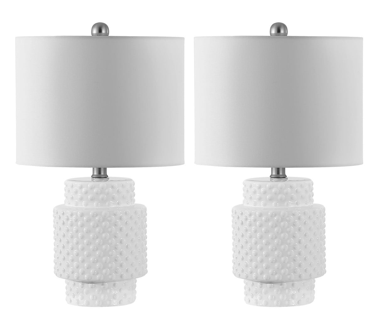 Sonter White Poly-Resin Geometric Table Lamp Set of 2