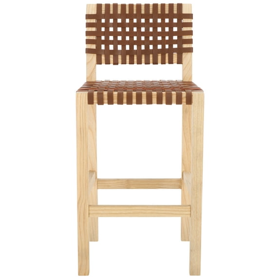 SAFAVIEH Sorrento Square Mid Back Counter Stool, Natural/Light Honey