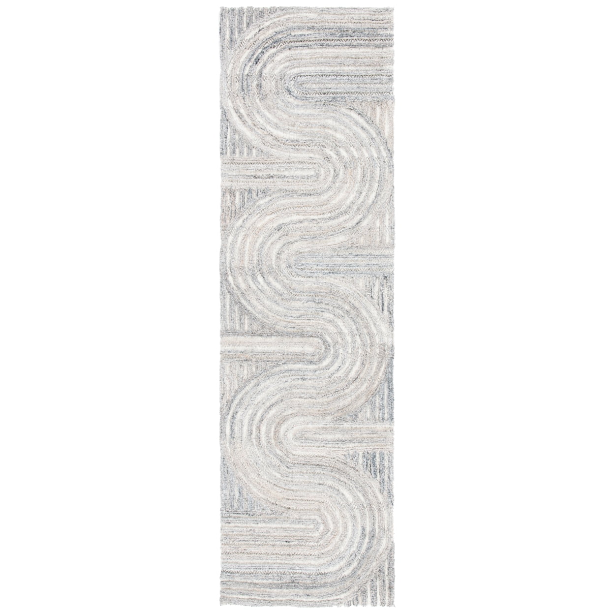 Beige and Gray Wool Handmade Tufted Runner Rug