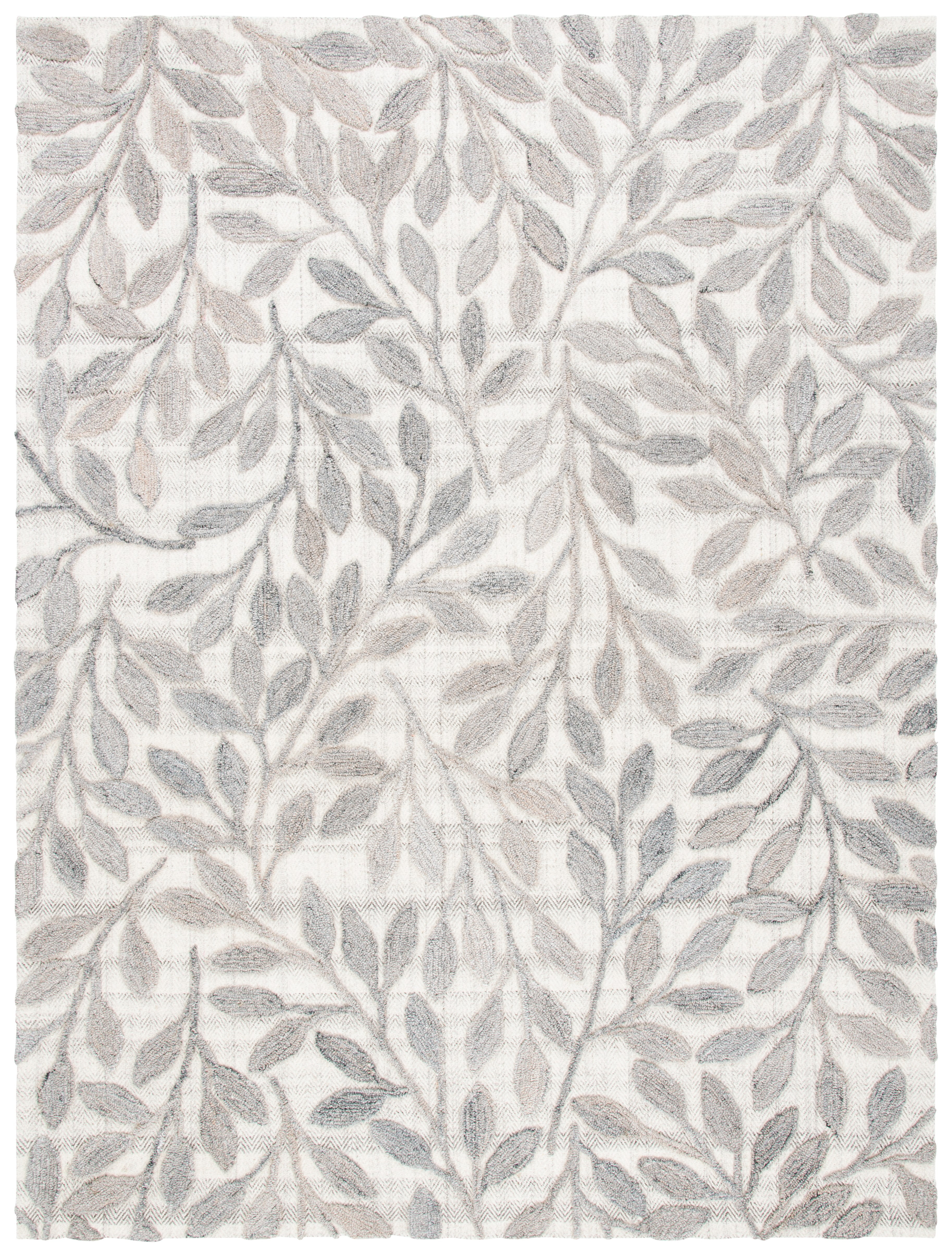 Beige Botanical Tufted Wool and Synthetic 8' x 10' Area Rug