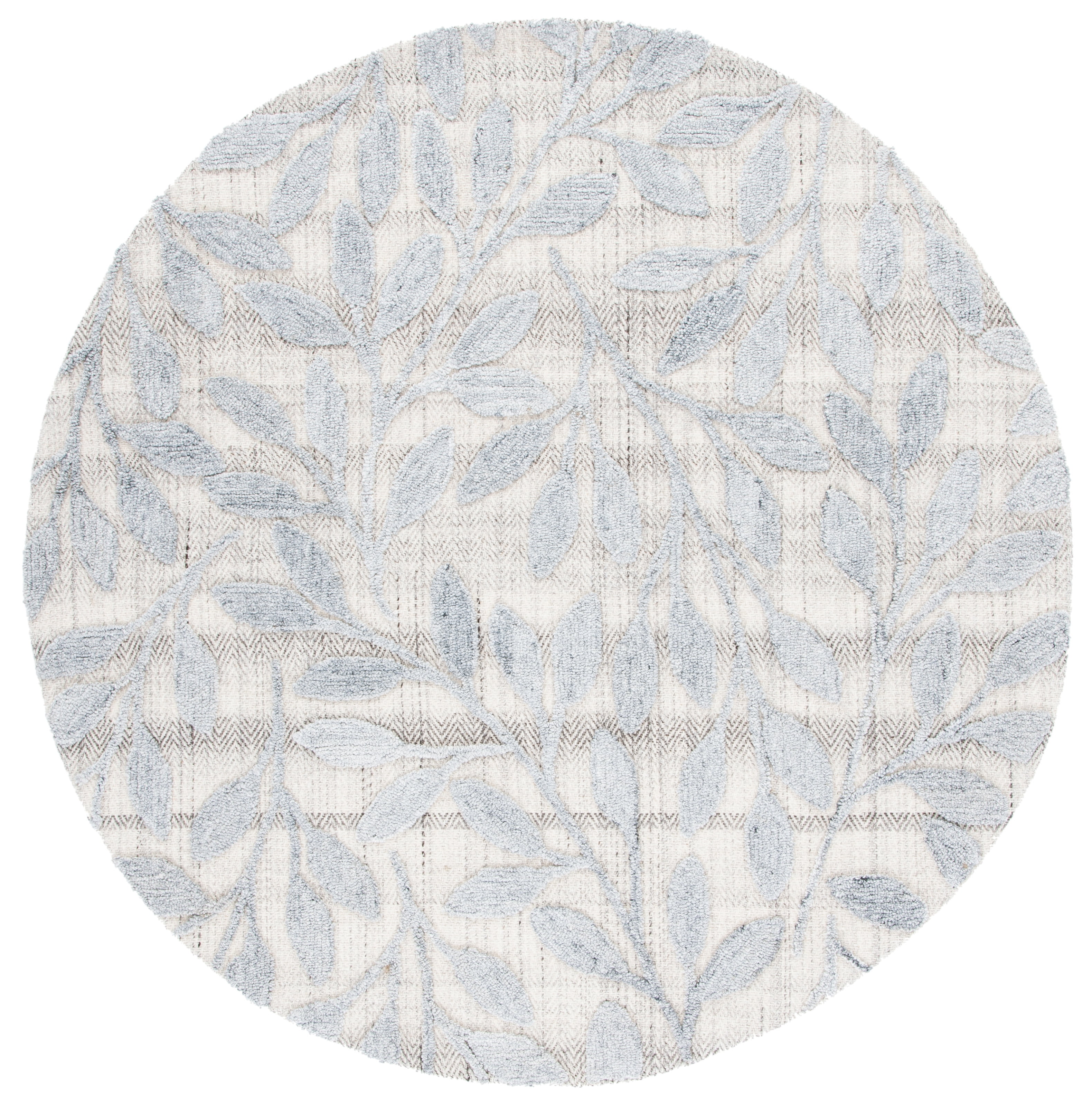 Handmade Gray Wool and Synthetic Tufted Round Rug