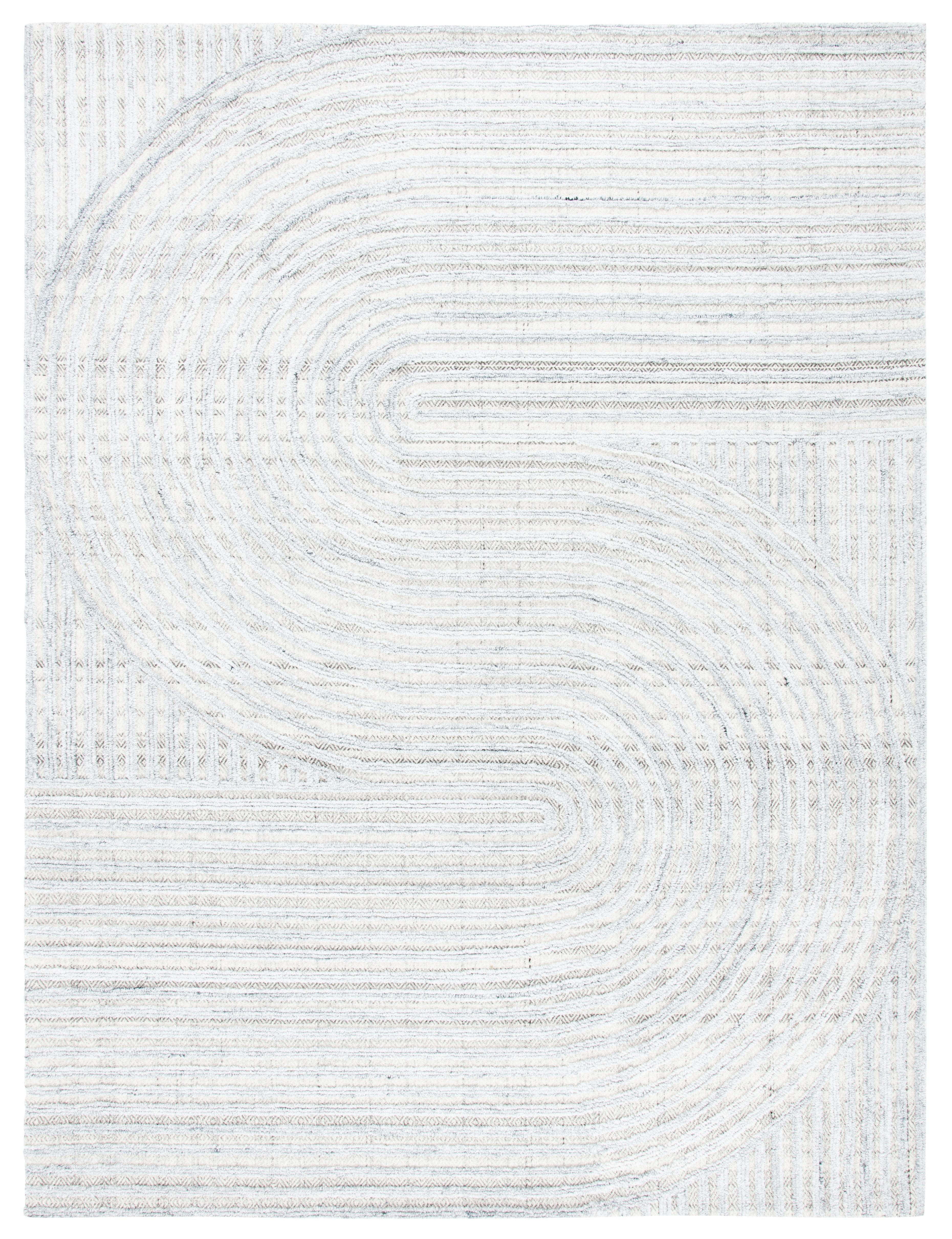 Handmade Gray Abstract Wool and Synthetic 10' x 14' Area Rug