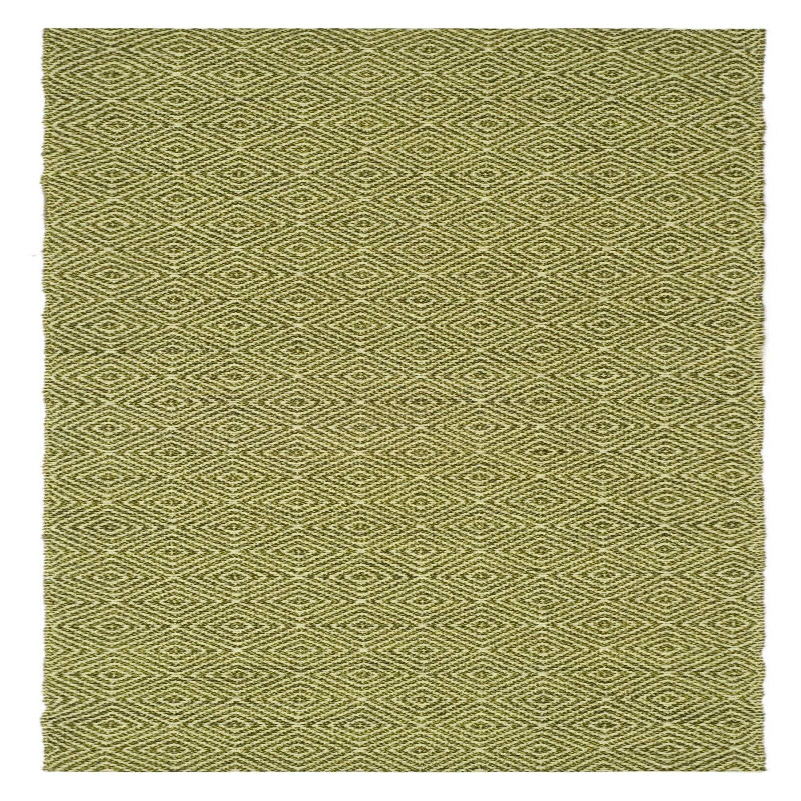 Ivory and Green Geometric Handwoven Synthetic Rug, 8' x 11'