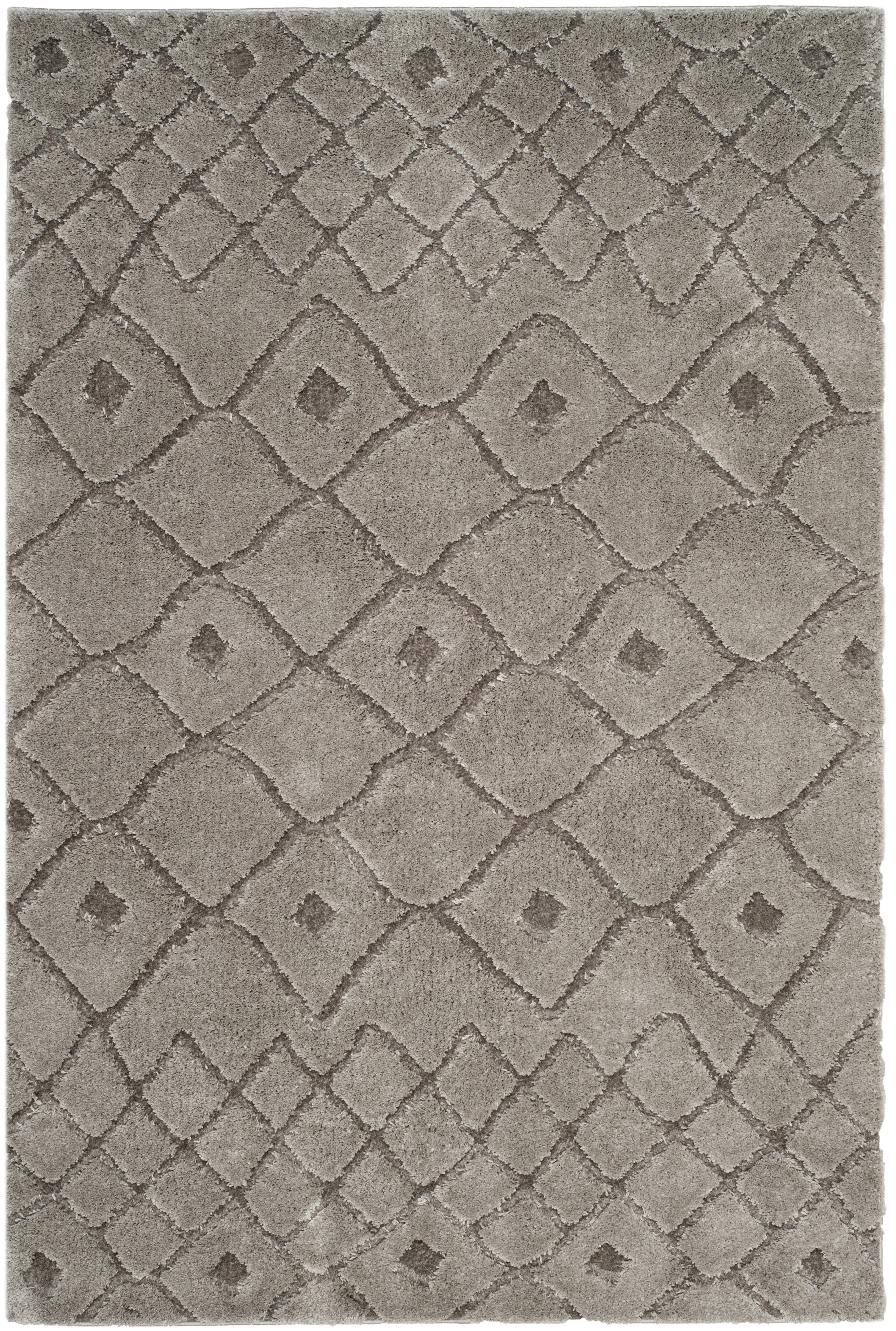Gray Geometric High Pile Shag Area Rug, 8' x 10'