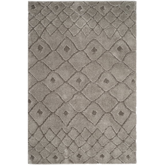SAFAVIEH Sparta Alexus Geometric Polyester Shag Area Rug, Grey, 3' x 5'