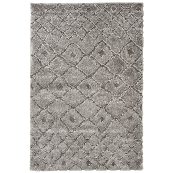 SAFAVIEH Sparta Alexus Geometric Polyester Shag Area Rug, Grey, 4' x 6'