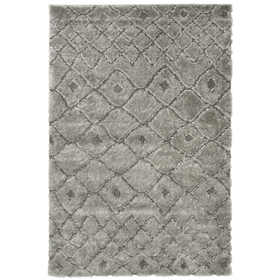 SAFAVIEH Sparta Alexus Geometric Polyester Shag Area Rug, Grey, 4' x 6'