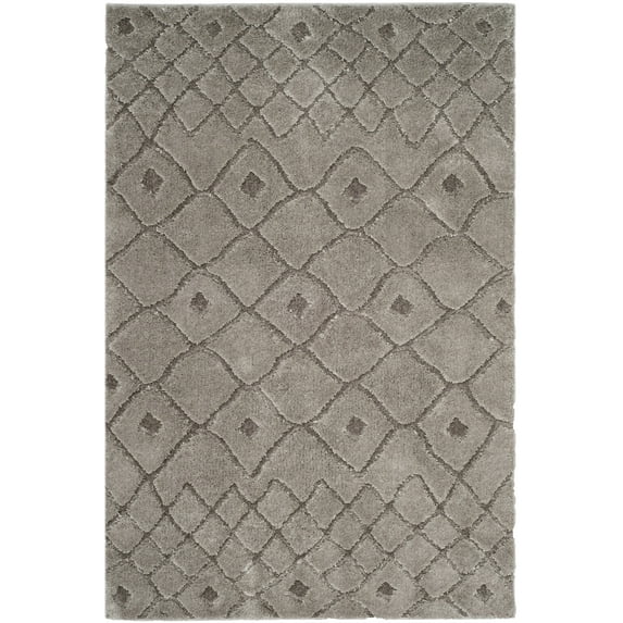 SAFAVIEH Sparta Alexus Geometric Polyester Shag Area Rug, Grey, 6'7" x 9'6"