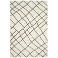 thumbnail image 1 of SAFAVIEH Sparta Searlait Geometric Polyester Shag Area Rug, Ivory/Grey, 4' x 6', 1 of 3