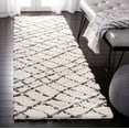 thumbnail image 1 of SAFAVIEH Sparta Searlait Geometric Polyester Shag Runner Rug, Ivory/Grey, 2'3" x 8', 1 of 5