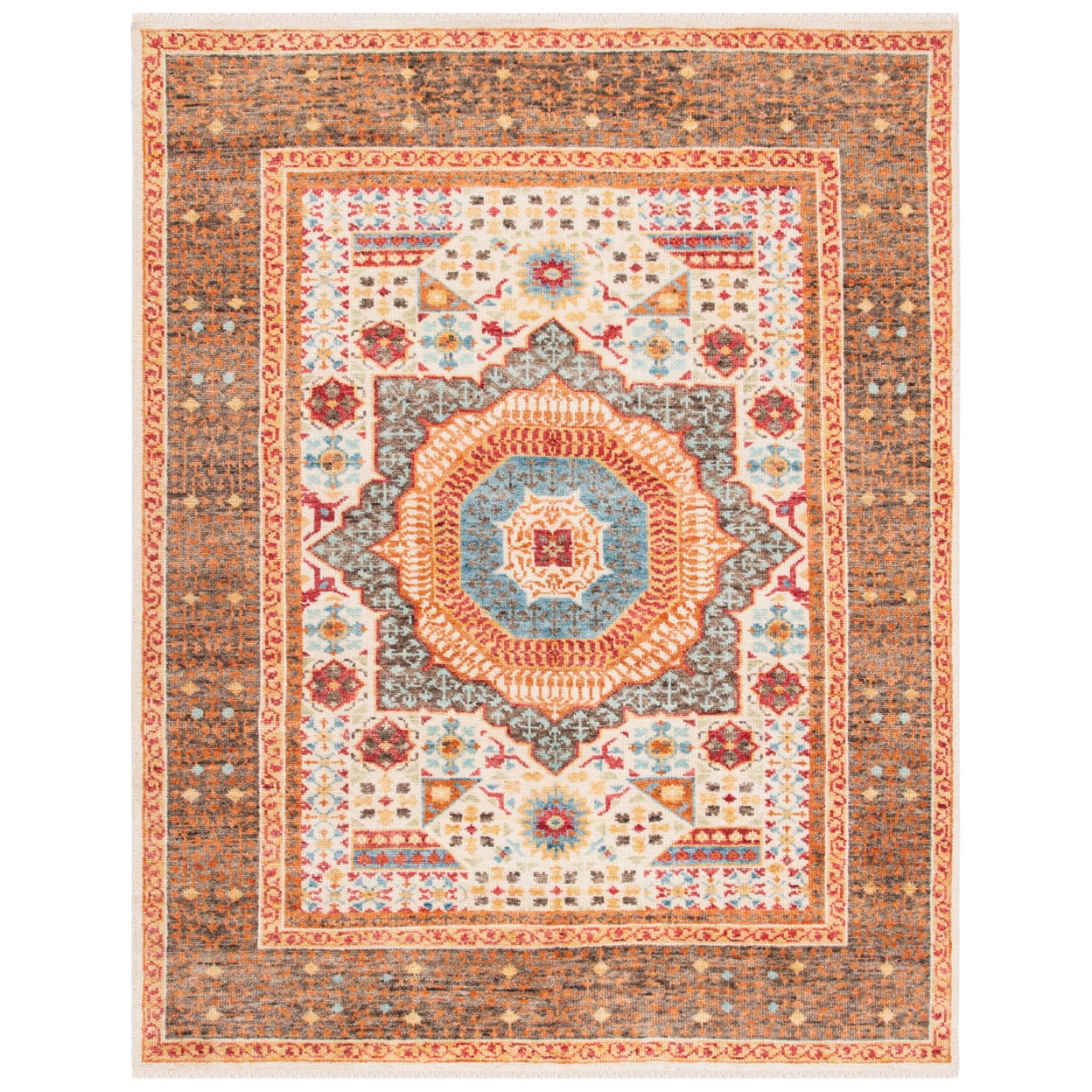 SAFAVIEH Sparta Siomha Geometric Polyester Shag Area Rug, Ivory/Beige, 4' x 6'