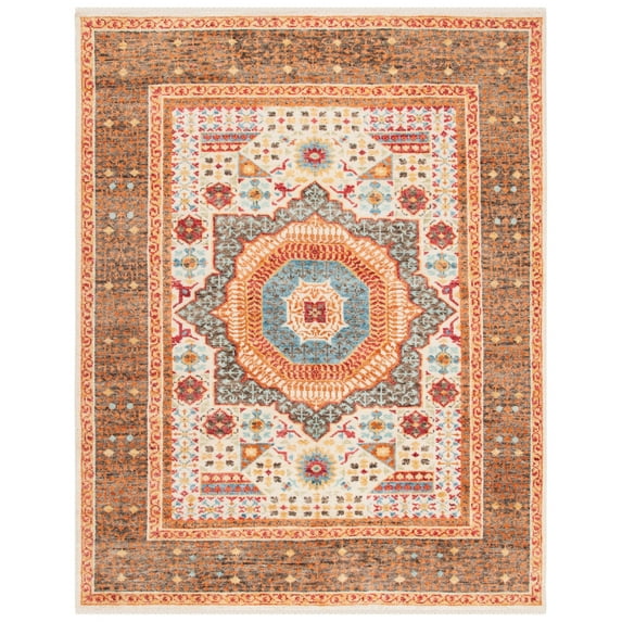 SAFAVIEH Sparta Siomha Geometric Polyester Shag Area Rug, Ivory/Beige, 4' x 6'